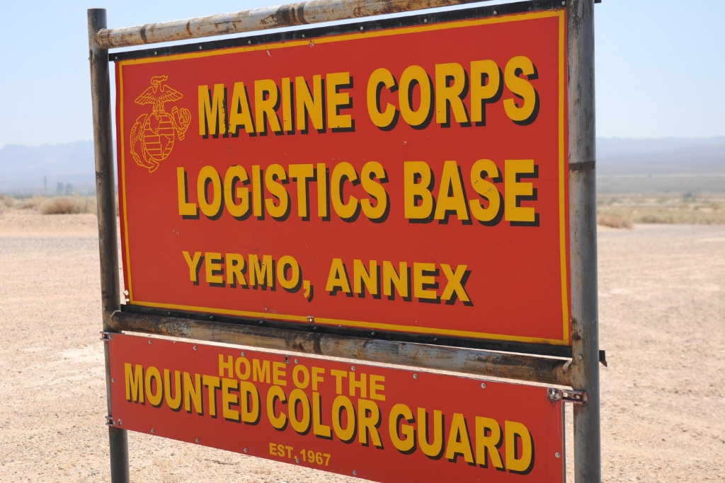 Marine Corps Logistics Base sign in Yermo, Annex