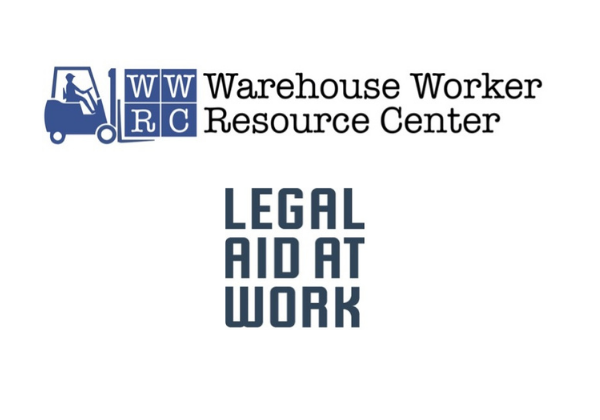 Logos of the Warehouse Workers Resource Center and Legal Aid at Work