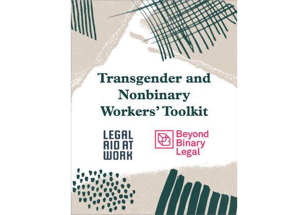 Image of cover page of toolkit wit logos for legal aid at work and beyond binary legal