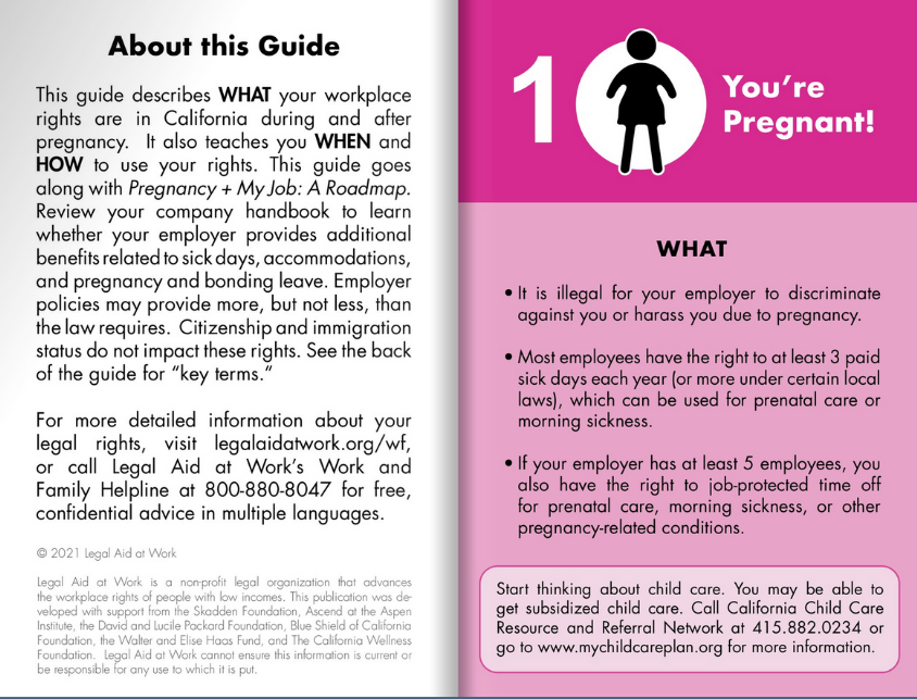 Click here for pregnancy roadmap; Picture of open book with the right side in pink and an icon of a pregnant woman
