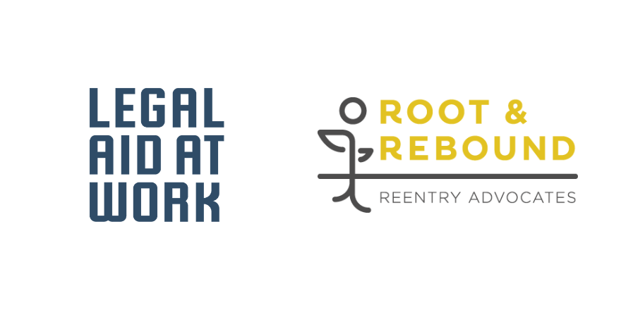 Logos of Legal Aid at Work and Root and Rebound